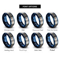 font options for inside engraving on blue & silver lifebuoy rings