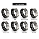 font options for inside engraving on black & gray lifebuoy ring rings