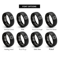 font options for inside engraving on black lifebuoy ring rings