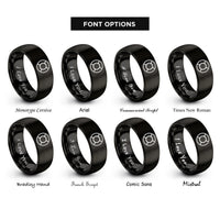 font options for inside engraving on black lifebuoy ring rings