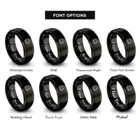 font options for inside engraving on black lifebuoy ring rings