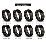 font options for inside engraving on black lifebuoy ring rings