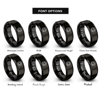 font options for inside engraving on black lifebuoy ring rings