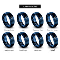 font options for inside engraving on blue lifebuoy ring rings