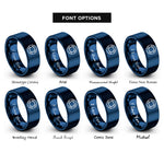 font options for inside engraving on blue lifebuoy ring rings