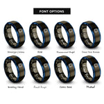 font options for inside engraving on gunmetal & blue lifebuoy ring rings