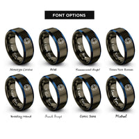 font options for inside engraving on gunmetal & blue lifebuoy ring rings
