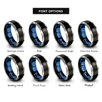 font options for inside engraving on black & blue & gray lifeguard tower flag rings