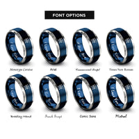 font options for inside engraving on blue & silver lifeguard tower flag rings
