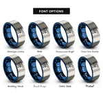 font options for inside engraving on blue & silver lifeguard tower flag rings