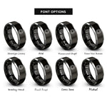 font options for inside engraving on black & silver lifesaver ring rings