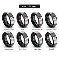 font options for inside engraving on black & gray lifesaver ring rings