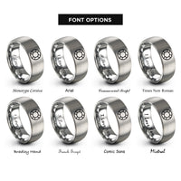 font options for inside engraving on grey lifesaver ring rings