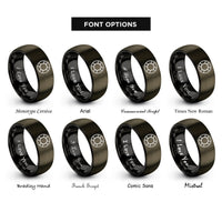 font options for inside engraving on gunmetal & black lifesaver ring rings