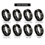 font options for inside engraving on black & gray light bar rings