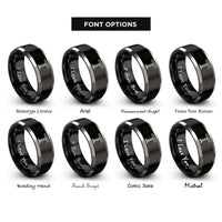 font options for inside engraving on black & gray light bar rings
