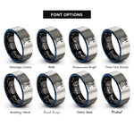 font options for inside engraving on black & blue & gray light beacon waves rings