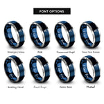 font options for inside engraving on blue & silver light bulb rings