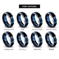font options for inside engraving on blue & silver light bulb rings