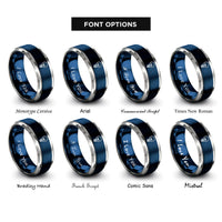 font options for inside engraving on blue & silver light bulb rings