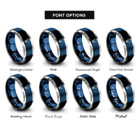 font options for inside engraving on blue & silver light bulb rings