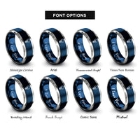 font options for inside engraving on blue & gray light bulb rings