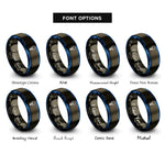 font options for inside engraving on gunmetal & blue light bulb rings
