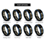 font options for inside engraving on gunmetal & blue light bulb rings