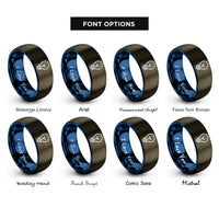 font options for inside engraving on gunmetal & blue light bulb rings
