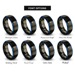 font options for inside engraving on gunmetal & blue light bulb rings