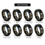 font options for inside engraving on gunmetal & blue light bulb rings