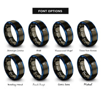 font options for inside engraving on gunmetal & blue light bulb rings