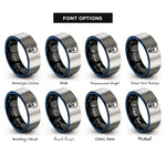 font options for inside engraving on black & blue & silver light bulb idea rings