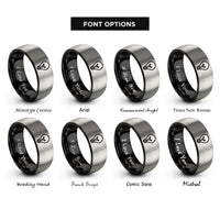 font options for inside engraving on black & gray light bulb idea rings