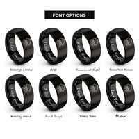 font options for inside engraving on black light cloud rings