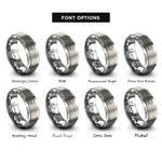 font options for inside engraving on silver light cloud rings