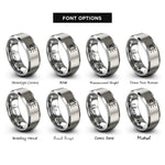 font options for inside engraving on grey light cone rings