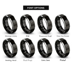font options for inside engraving on black & grey light dove rings