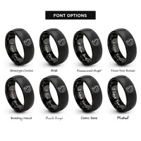 font options for inside engraving on black light dove rings