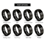 font options for inside engraving on black light dove rings