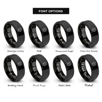 font options for inside engraving on black light dove rings
