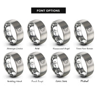 font options for inside engraving on grey light dove rings