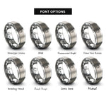 font options for inside engraving on grey light dove rings