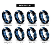 font options for inside engraving on blue & grey lighthouse bands rings