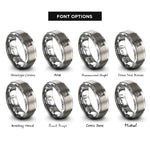 font options for inside engraving on gray lighthouse beam wave rings