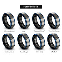 font options for inside engraving on black & blue & grey lighthouse beams rings