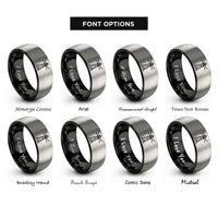 font options for inside engraving on black & gray lighthouse beams rings