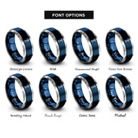 font options for inside engraving on blue & grey lighthouse beams rings