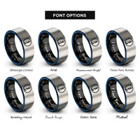 font options for inside engraving on black & blue & gray lighthouse circle rings