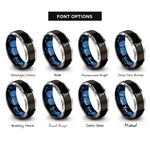 font options for inside engraving on black & blue & gray lighthouse on cliff rings